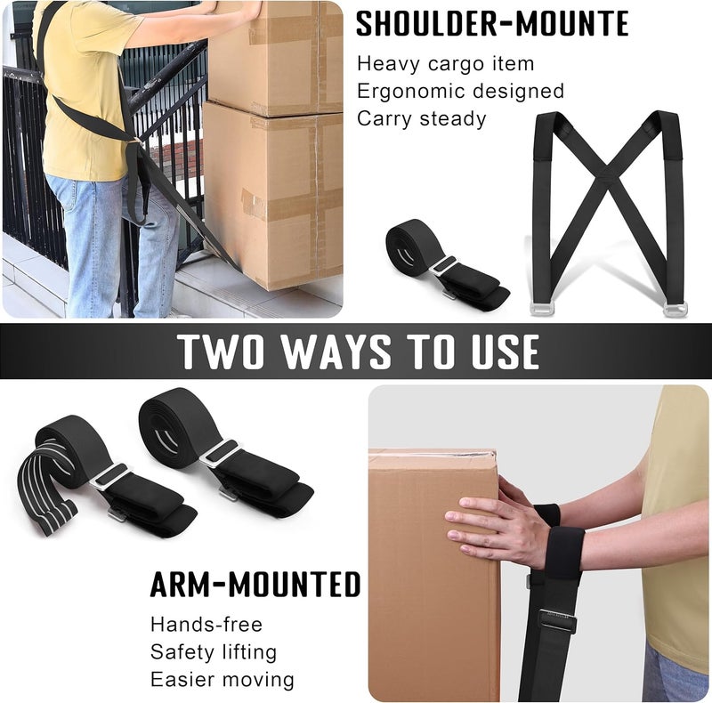 MOZETO Anti-Slip Lifting Straps, 2-Person Shoulder Lifting System for Moving Furniture, Appliances, Mattresses, Heavy Objects up to 800lbs - Image 4